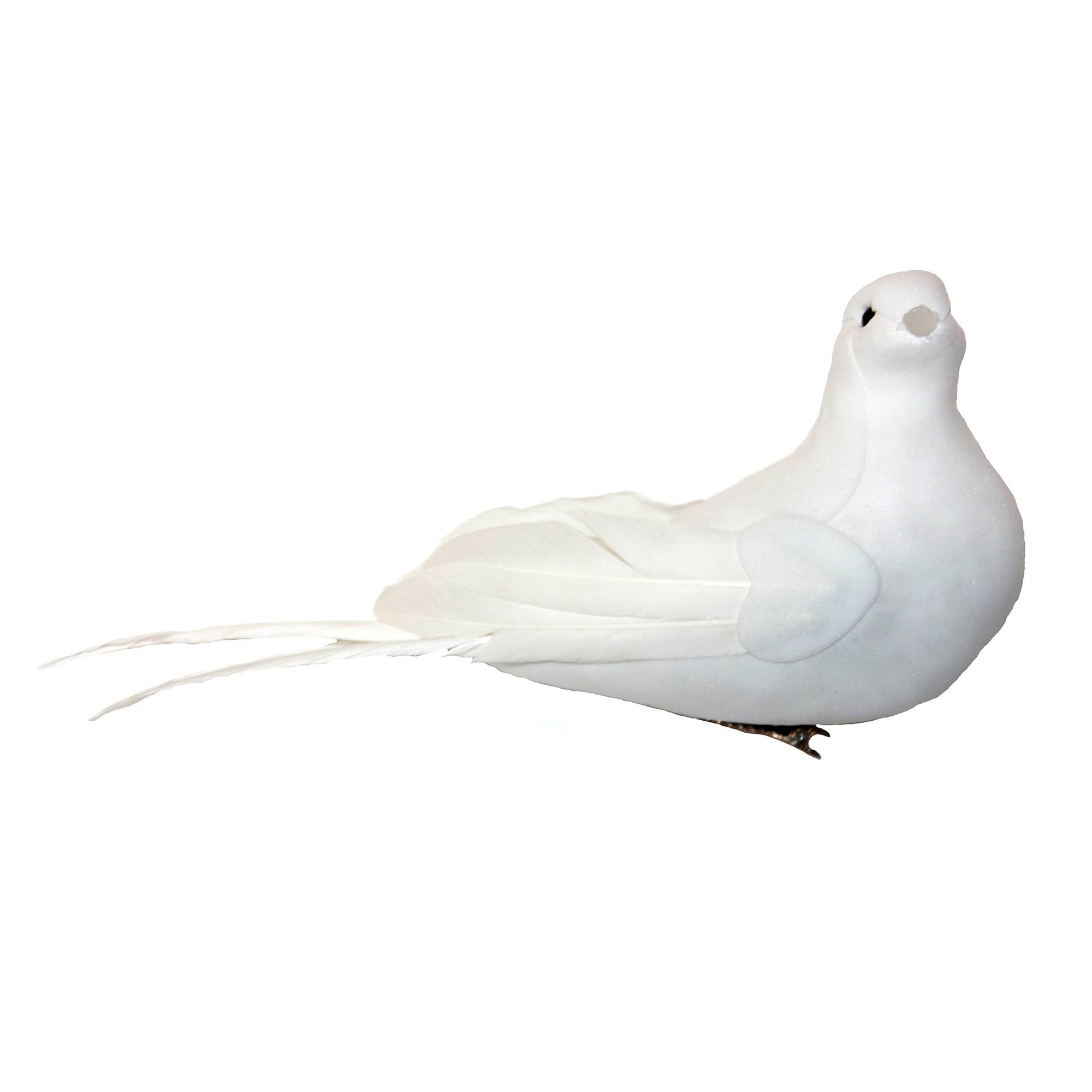 5" White Doves with Metal Clip, 6ct.